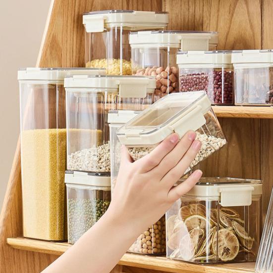 Vzduchotěsná nádoba na potraviny s víkem Plastová Stohovatelná Průhledná Organizér do spíže na Cereálie Svačinu Mouku Cukr Kávu Špagety