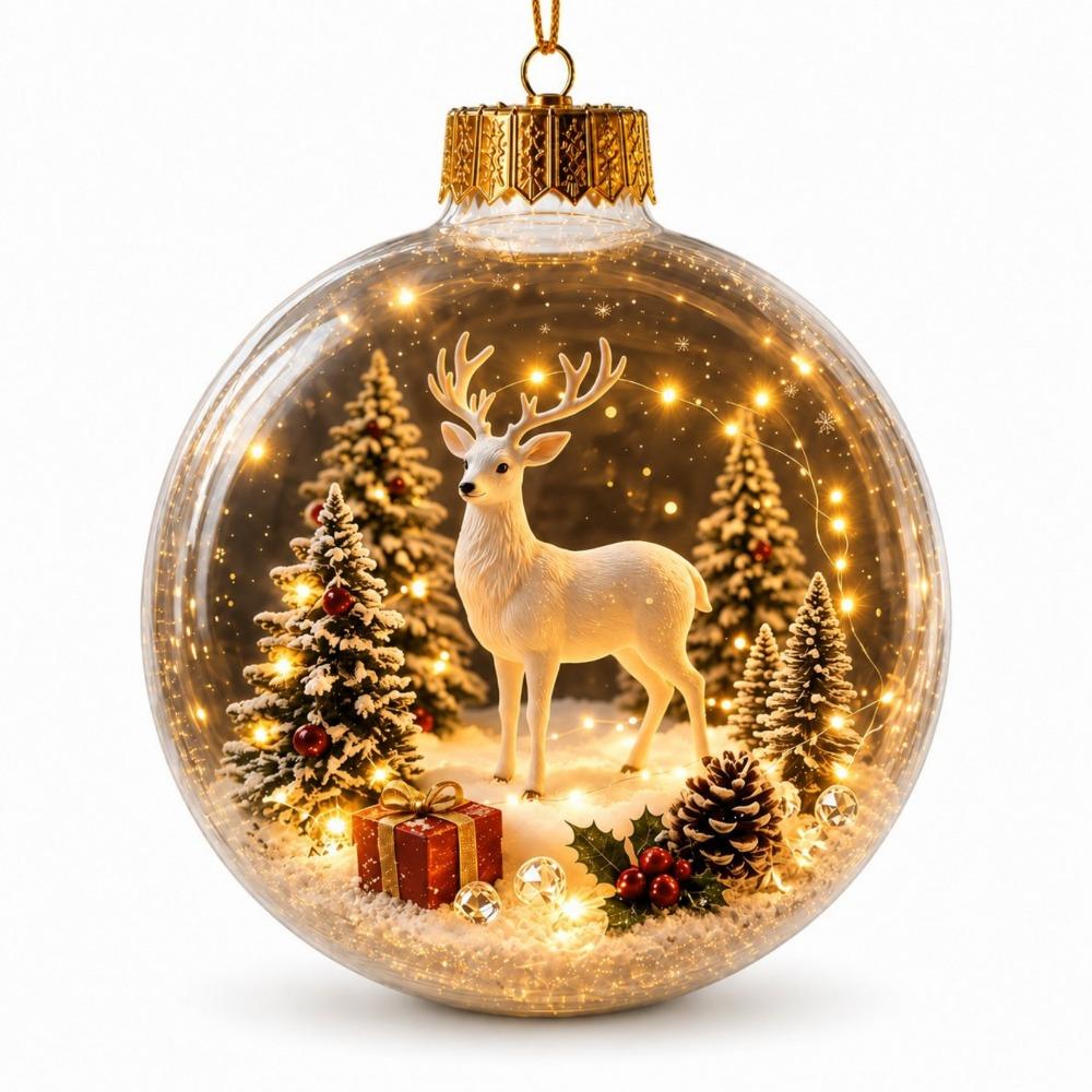 Acrylic Clear Christmas Bauble Hanging LED Lighted Christmas Spherical Pendant Christmas Tree