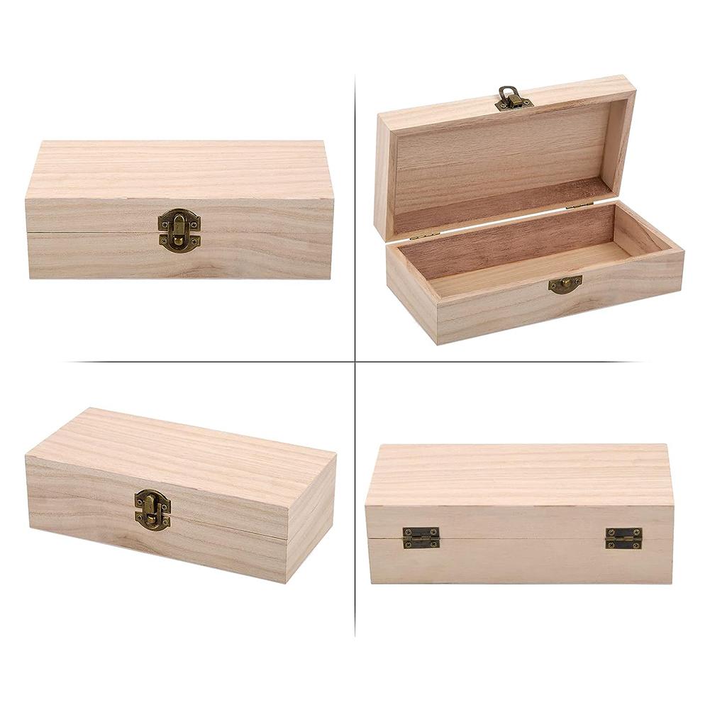 Rectangular Wooden Storage Box Retro Buckle Wooden Box Clamshell Wooden Boxes 20*10*6cm Home Storage Tools Decoration Parts
