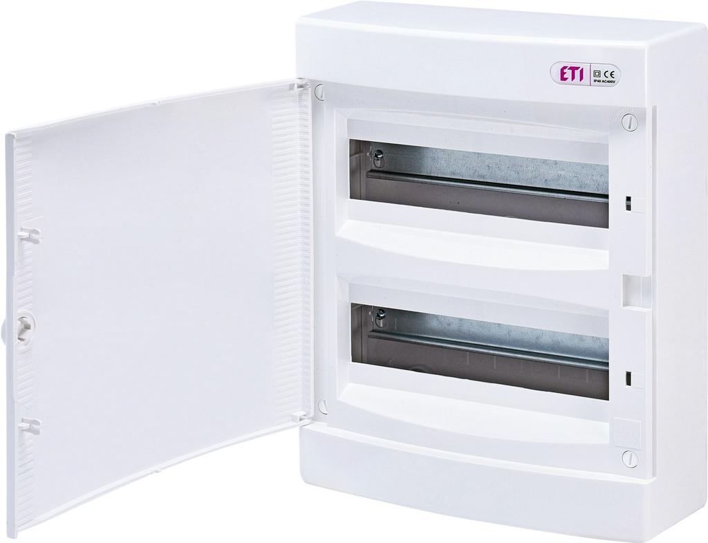 Surface-mounted distribution board 24 modules IP40 white door ECT24PO