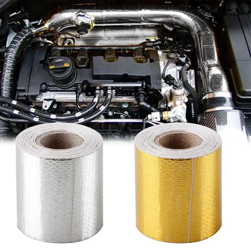 Reflective Self Adhesive Tape Gold/Sliver High Temperature Heat 50mm Universal X 10M Wrap Tape Insulation Bandage Roll B6A3