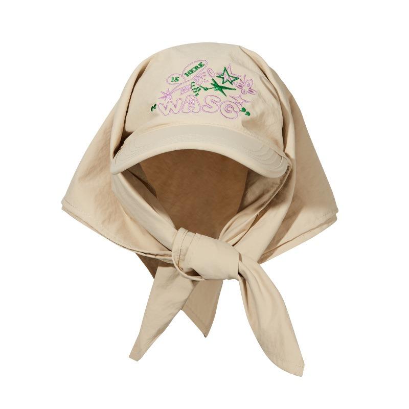 Quick-drying headscarf hat embroidery cute idyllic sunshade triangle strap baseball cap skateboard bag head color matching cap