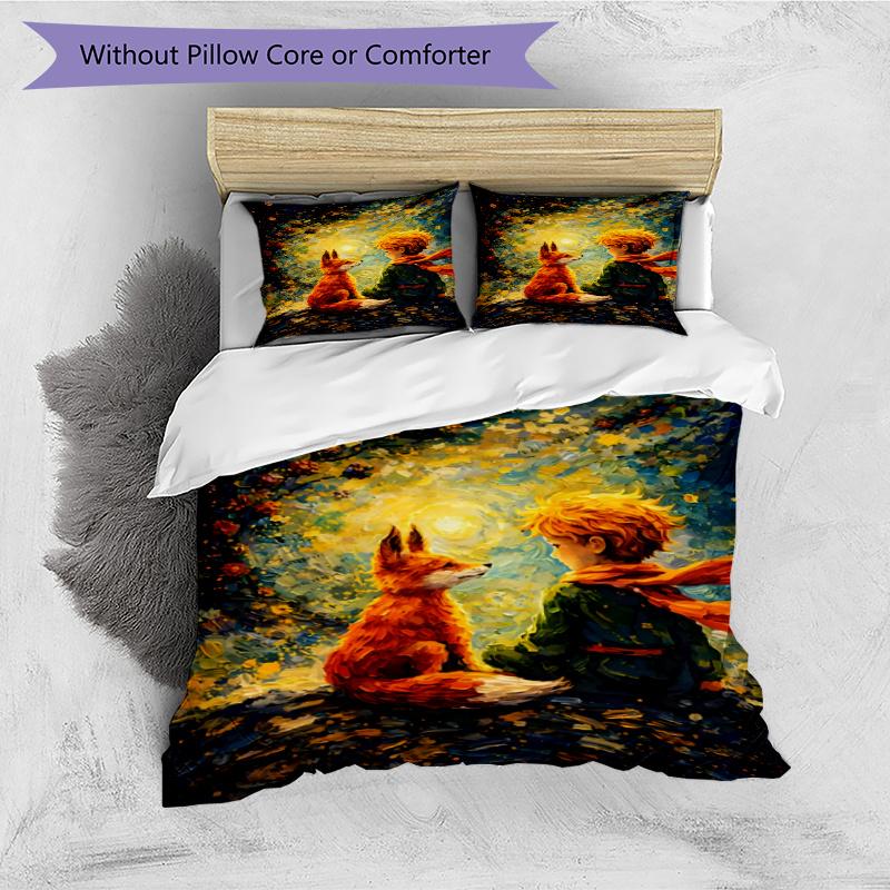 3pcs Duvet Cover Set (1*Duvet Cover + 2*Pillowcase, Without Core), The Little Prince Print Bedding Set, Bedroom Decor, All‑Season, Gift