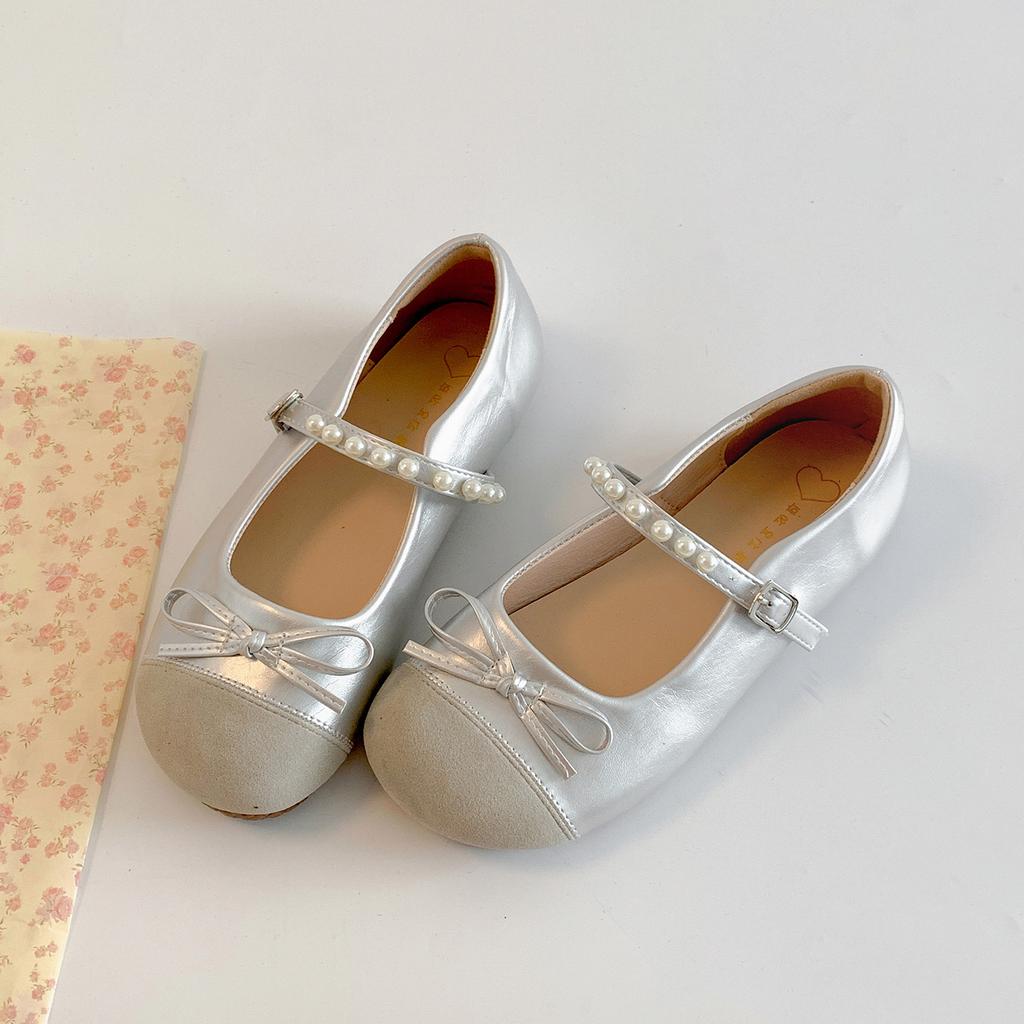 Silver French round head light mouth flat sole shoes women's 2025 new autumn height increase versatile retro Mary Jane shoes