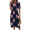 Beach Dresses For Women Spring Summer Elegant Wrap V Neck Independence Day Print Dress Flowy Ruched Hawaiian Maxi Dress