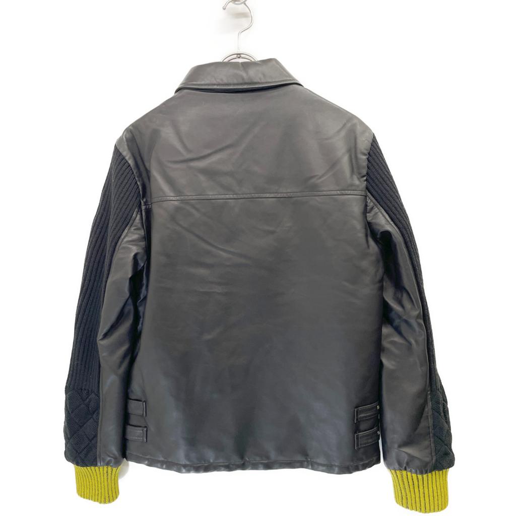 Herno ×Untitled Carlo Volpi Sheep Leather Colorful Zipper Double Rider Jacket 48 blackUsed