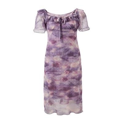 SanCai Women's Floral Ruffle A-Line Midi Dress