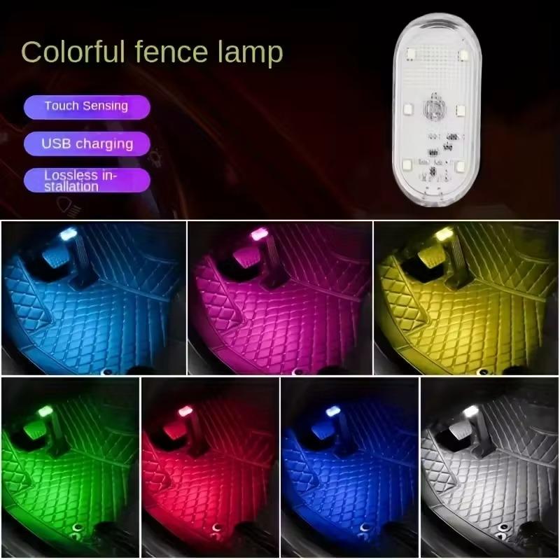 LED Touch Control Light CarRGB Ambient Light WirelessRoof Reading Lamp USB RechargeableEasy Installation for Auto Interior Decor