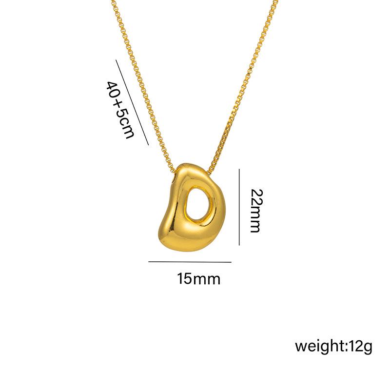18k Gold Plated Titanium Steel Smooth Balloon Bubble Alphabet Pendant Necklace
