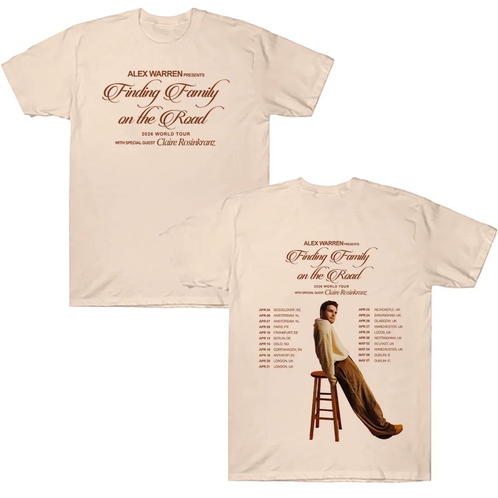 Alex Warren Finding Family on The Road T-Shirts 2026 Konzert Europa Tour T-Shirt Herren Damen Hip Hop Kurzarm Locker Baumwolle Oberteil M