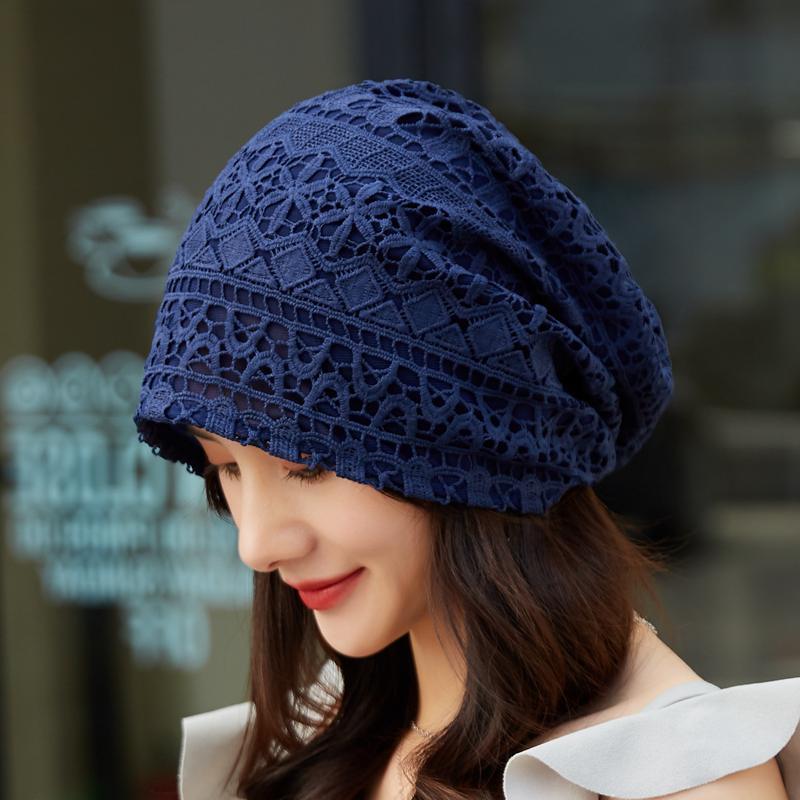 

Женский тонкий ажурный вязаный крючком платок-шапка, дышащая сетчатая шапка, весенне-летняя шапочка для сна с кондиционером, пылезащитная шапка-бини