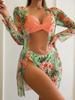 2025 Fashionable European & American Three-Piece Bikini Swimwear Mesh Design