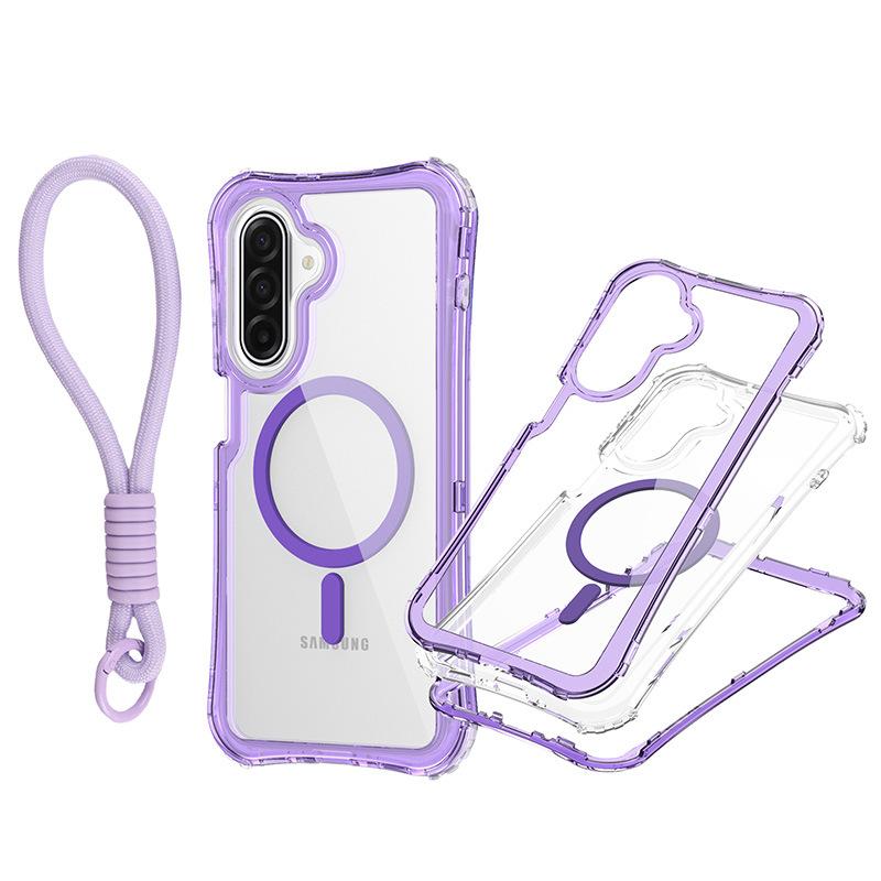 For Samsung A17 Magnetic Transparent 3-in-1 Phone Case with Hand Rope
