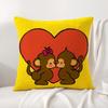 Happy Monkey Cushion Cover Natural Linen Organic Fabric DoubleSided Printing Sofa Home Decor Breathable Bed Pillow