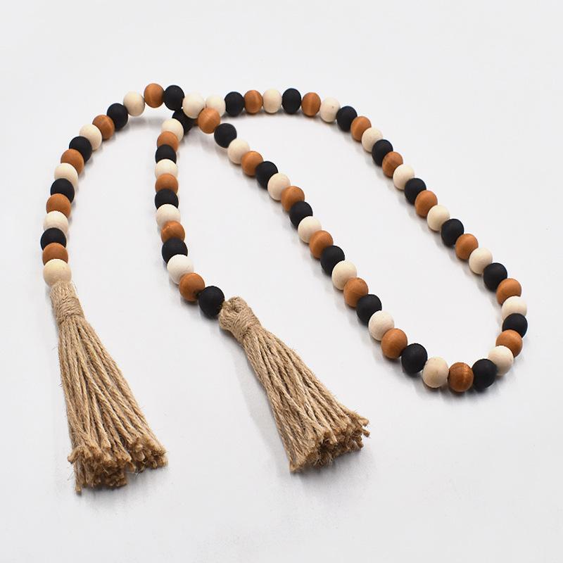 

Ретро-пасторальные бусины из пеньковой веревки с бахромой, деревянные бусины цвета бревна с бахромой, подвеска для дома своими руками