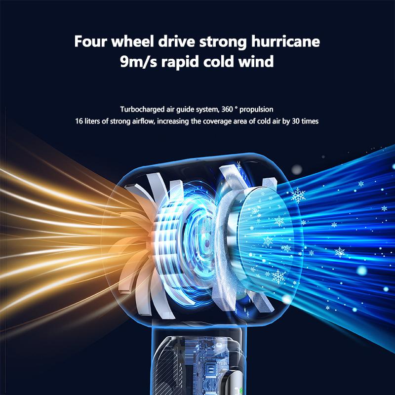 Folding Cooling Fan Colder Wind Semiconductor Refrigeration Handheld Fan 4000mAh USB Rechargeable Cooling Fan Air Cooler Outdoor