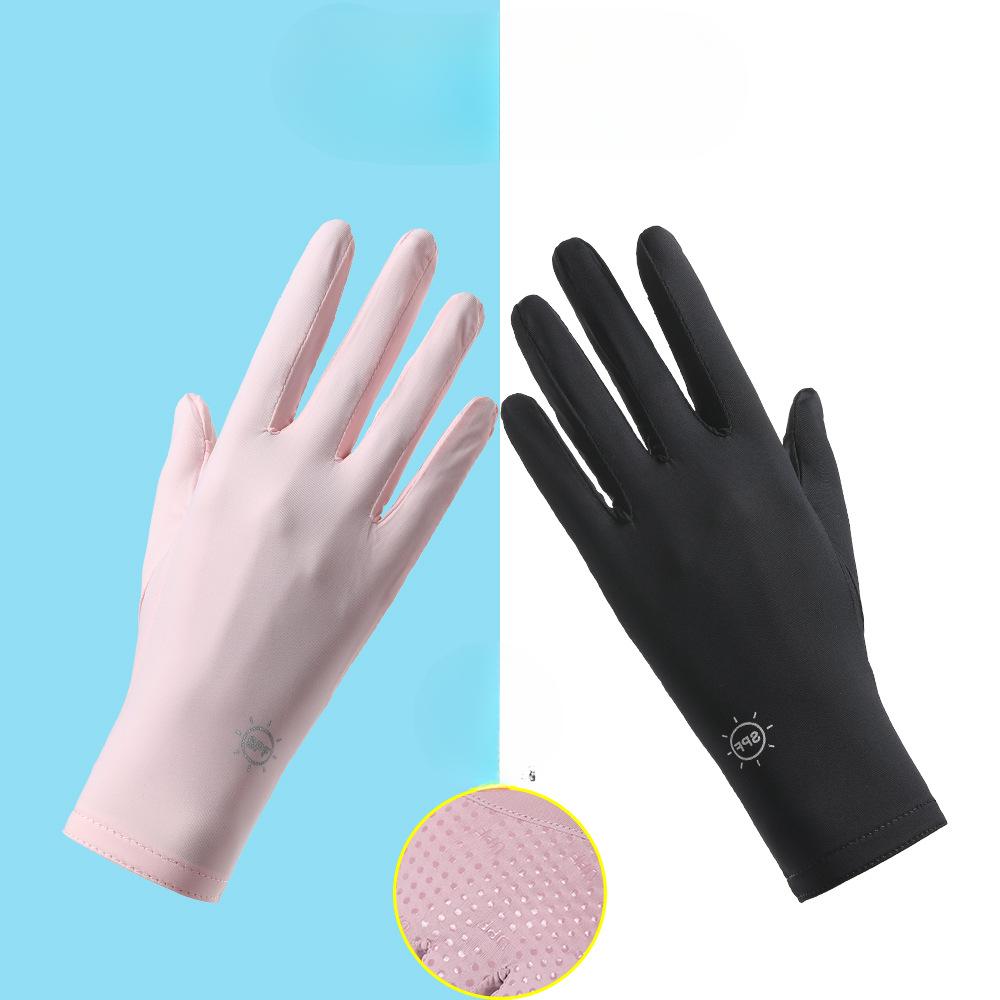 Sunscreen Gloves for Summer Women's Outdoor Anti UV Rays and Anti Slip Two Finger Thin Driving Touch Screen Cool Ice Silk Gloves
