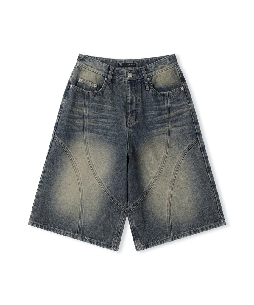 Ledeoli Dunk Washed Bermuda Denim Pants [Light Blue]