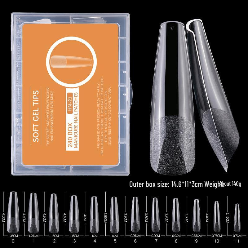 

XXL Translucent Frosted Square Nail Art Set, 240 Seamless Water Drop and Trapezoidal False Nails.