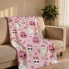 PinkHalloweenGhost Throw Short Plush Throw Blanket Soft Skin-Friendly Multi-Scene Home Office