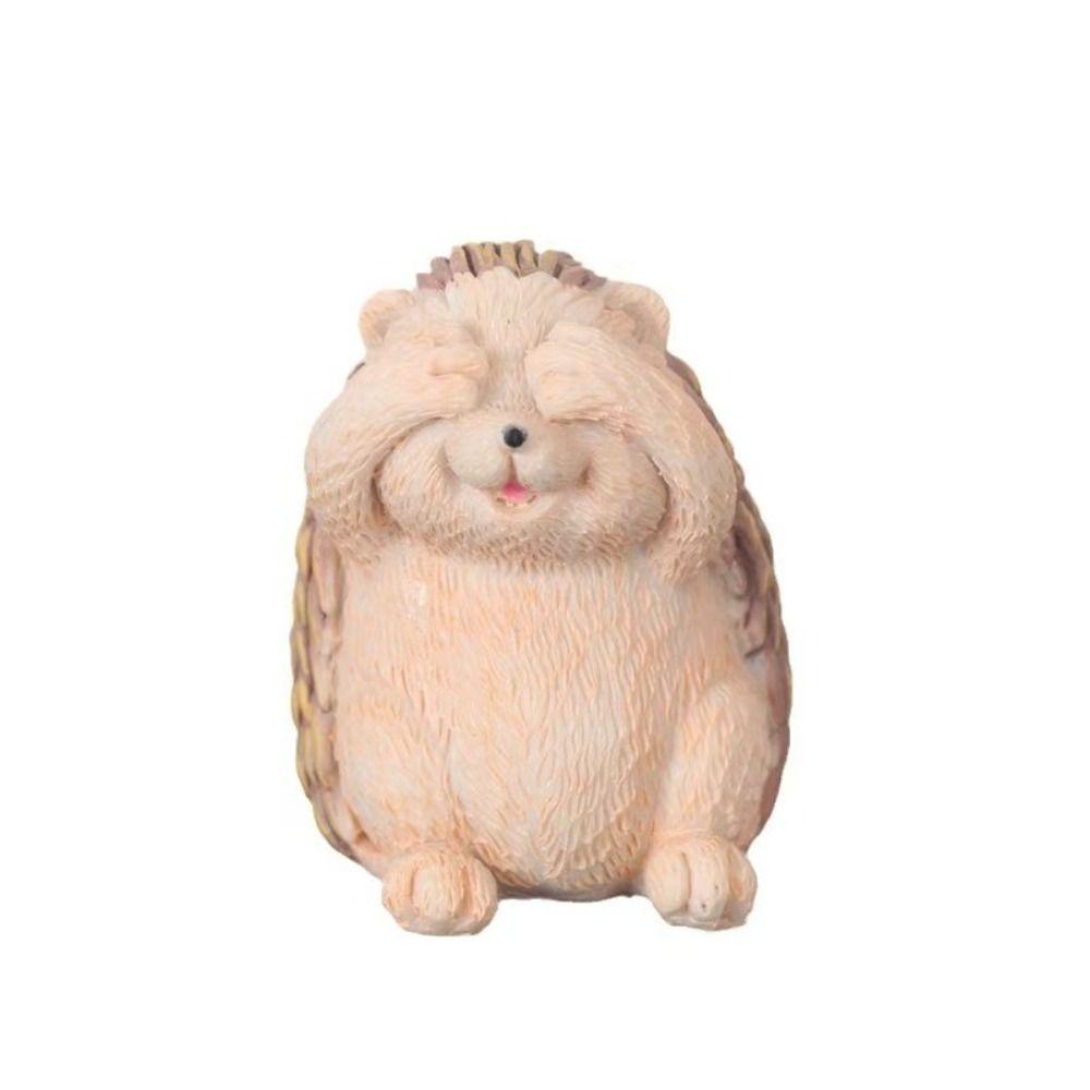 3pcs Cartoon Hedgehog Statue Resin Miniatures Figurine Crafts Animal Sculpture  Gift