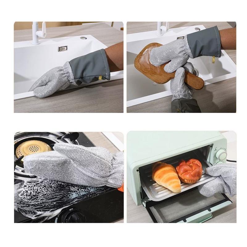 Dishwashing Gloves Silver Fiber Dish Washing Gloves Heat-resistant Kitchen Cleaning Gloves