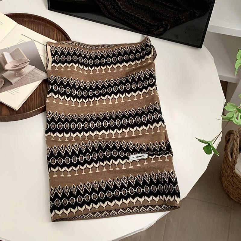 Leopard Neckerchief for Autumn Winter Windproof Old Proof Fashion Scarf Imitation Cashmere Leopard Print Versatile Neck Cover