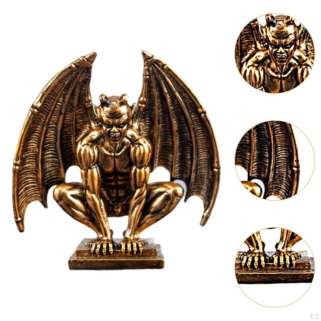 Hartsfigur Demon Ängel Staty Samling Guld Konstverk Prydnad Skulptur för Bordsdekorationer