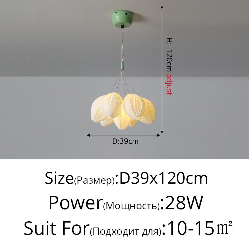 Modern Led Chandeliers Indoor Lighting Remote Dimming Green and White 6/8/9 Heads Pendant Lamp Living Room, Kitchen, Bedroom