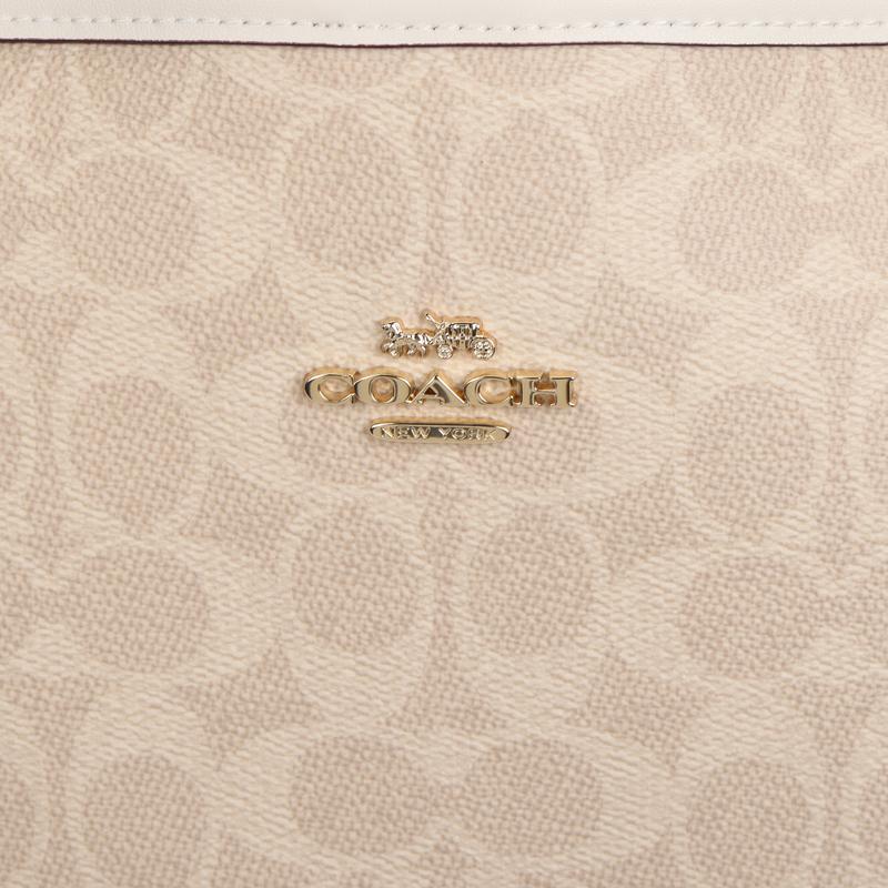 COACH City 33 classic presbyopic snap closure tote bag tote bag shopping bag coated canvas portable shoulder bag large size women's sand color