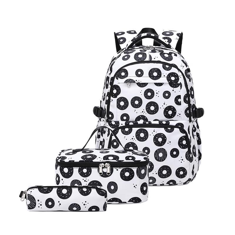 Cute Doughnut Print Middle School Backpack 3-Piece Set