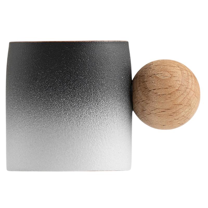 70ml Unikátní Stoare Šálek na čaj s dřevěnou kuličkovou rukojetí, Umělecký keramický hrnek na kávu pro odpolední čaj