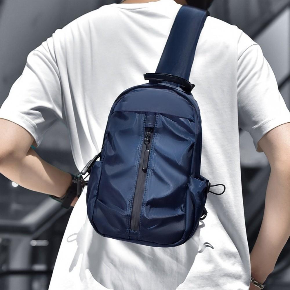 Multifunction Sports Crossbody Bag Solid Color Nylon Shoulder Bag Casual Men's Chest Bag  Fitness