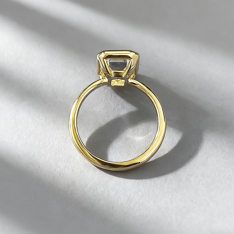Xian Can Schmuck 2026 S925 Silber Rechteckiger Weißer Diamant Zargenfassung Ring - Einfach & Vielseitig