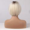 Short Eaton Straight Alan Ombre Brown Blonde Bob Wigs With Bangs Synthetic Hair Wig For Women Cosplay Lolita Heat Resistant Fiber