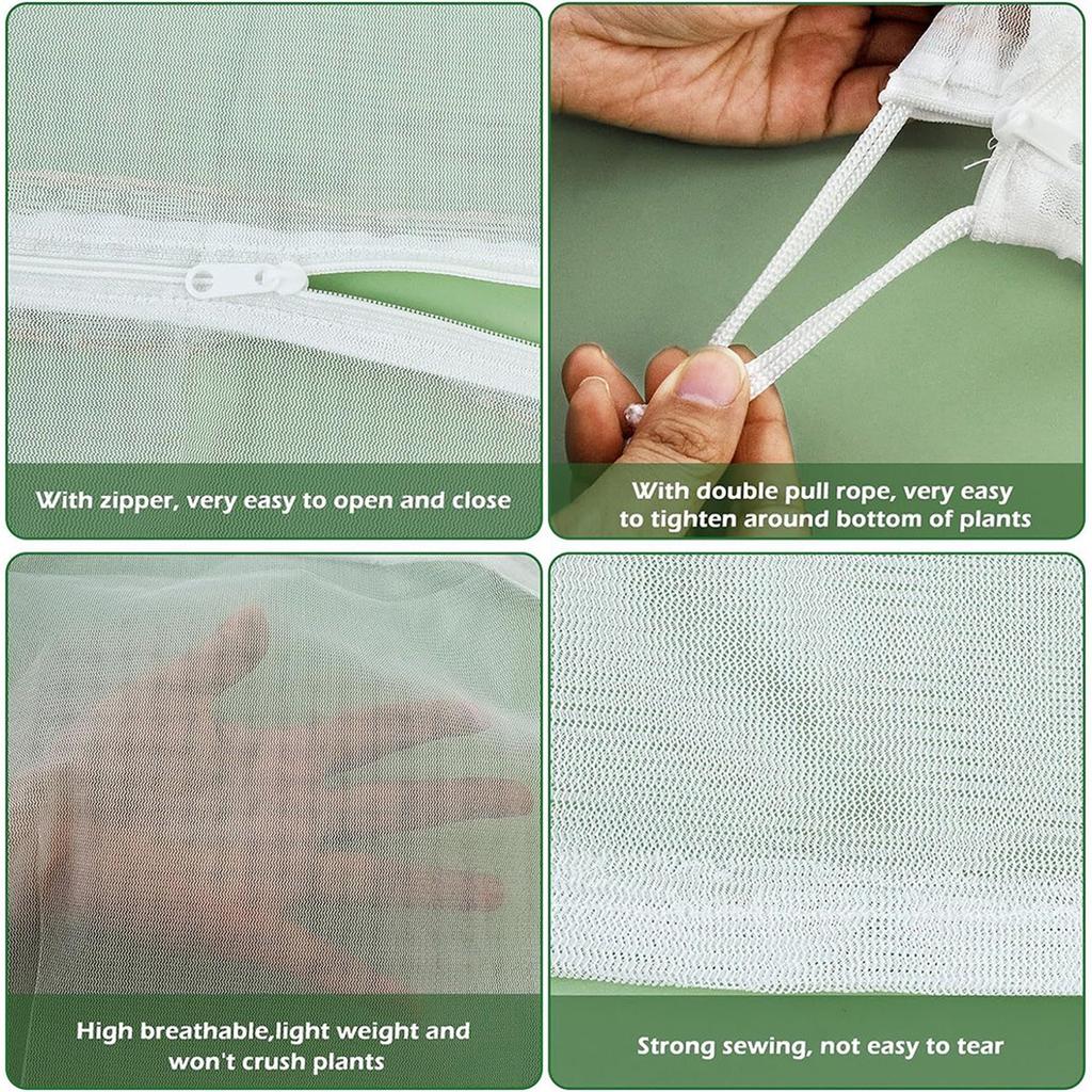 Plant Protection Netting Bag with Zipper and Drawstring Insect Barrier Cover for Fruit Trees and Vegetables 1 8x2 2M Mesh Net for Outdoor Garden Use