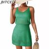 BITCED Sexy Knit Strapless Dress Fitted Strapless Dress Lace-Up Beach Dress