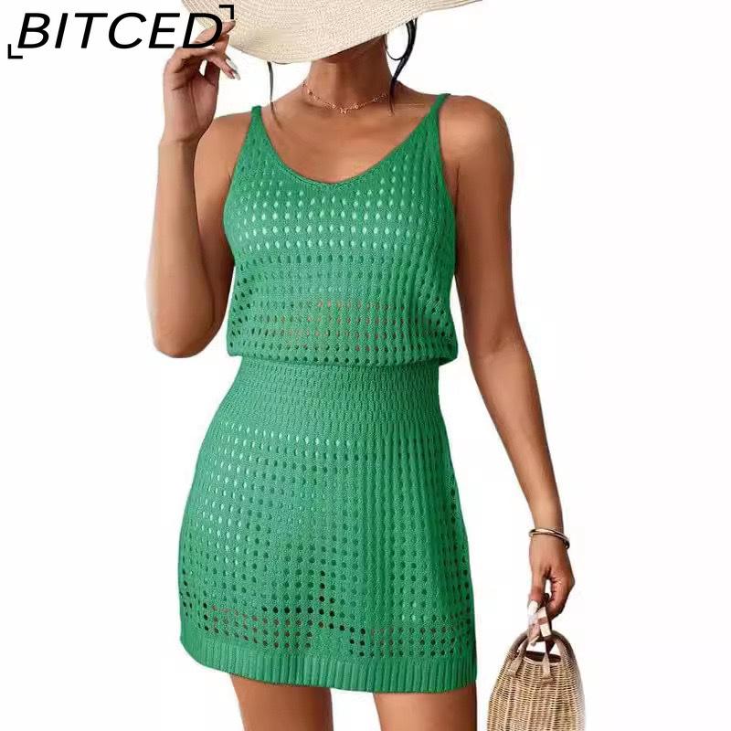 BITCED Sexy Knit Strapless Dress Fitted Strapless Dress Lace-Up Beach Dress