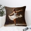 1pc Elegant Ballerina Painting Pattern Pillowcase, Soft And Comfortable Polyester Short Plush Fabric, Single-Sided Print, 44.96 X 44.96 Cm, Machine Wa