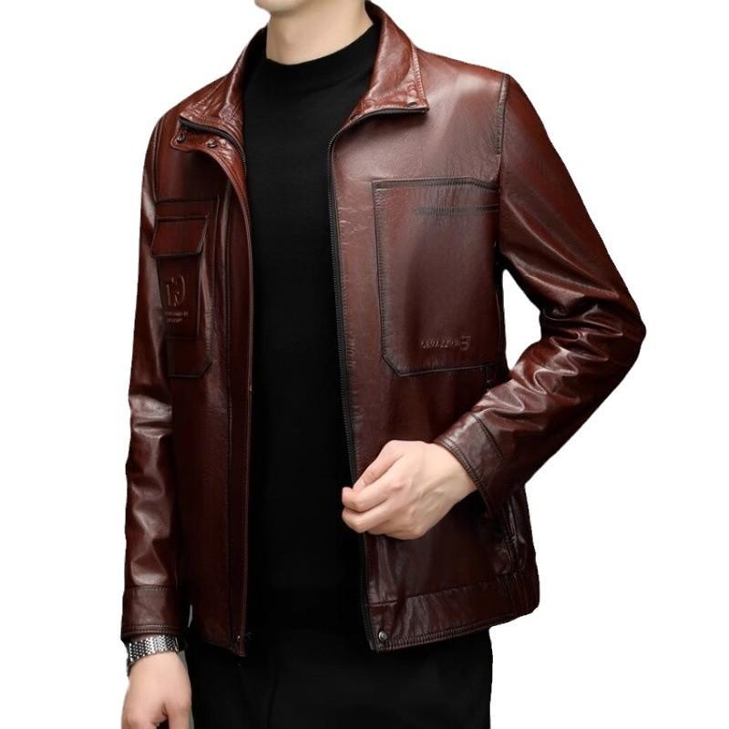 Autumn and winter leather leather jacket men's casual large size men's cowhide top leather motorcycle jacket men's