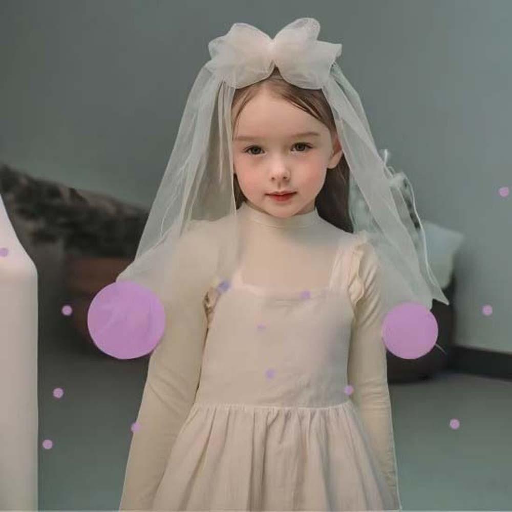 Mesh Bow Veil Hair Hoop Polyester Bridal Tulle Fashion Girls Head Gauze Birthday Headdress