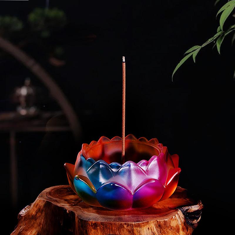 Colorful Glazed Lotus Incense Burner for Home Decor, Aromatherapy, and Tea Ceremony