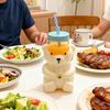 500ml Glass Cup with Straw Reusable Bear Bottle Food Grade Borosilicate Glass Heat Resistant Microwave Safe Drinking Bottle