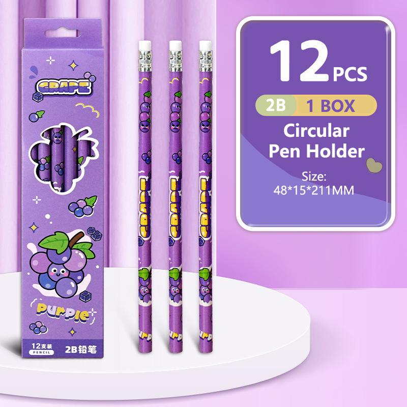 12 Τεμ. Καρτούν Χαριτωμένο Ξύλινο Μολύβι 2Β με Γόμα Εργαλείο Γραφής Σχεδίασης Στυλό Σκίτσου Σχολικό Είδη Γραφείου Μαθητικά Σταθερά Δώρα
