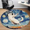 1pc Cat Night Sky Office Round Area Rug, Under Office Chairs Bedroom Living Room Home Decor, Room Deco, Available in Various Sizes