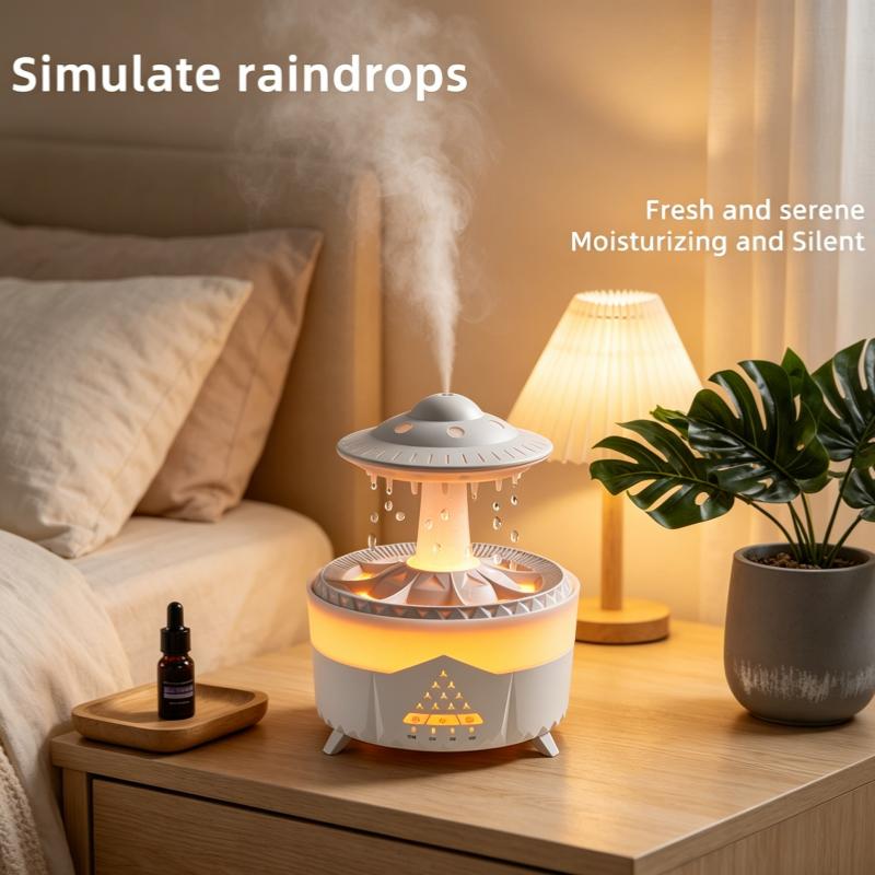 Xiaomi Rain Cloud Humidifier Mini UFO Aroma Diffuser with Remote Control - Colorful LED Night Light & Raindrop Sound for Bedroom Home a