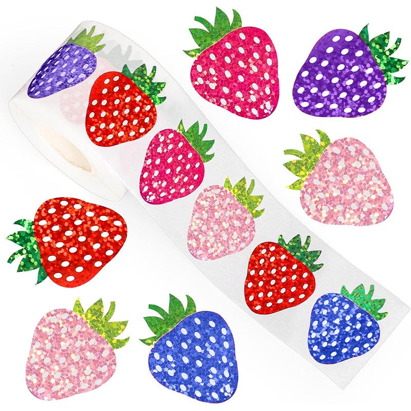 

Strawberry Laser-Cut Irregular Shaped 3cm Sealing Stickers for Birthday Dessert Decoration