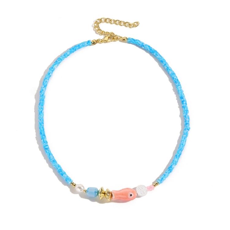Vintage Sea Charm Pendant Neckchain Fashionable Beaded Necklace Temperament Neckwear Fashion Jewelry Piece