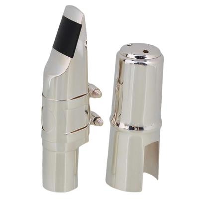 Yibuy Mouthpiece for B Flat Soprano Saxophone Length 75mm Nickel Plated Delicate Design Not Easy To Deform Silver #7