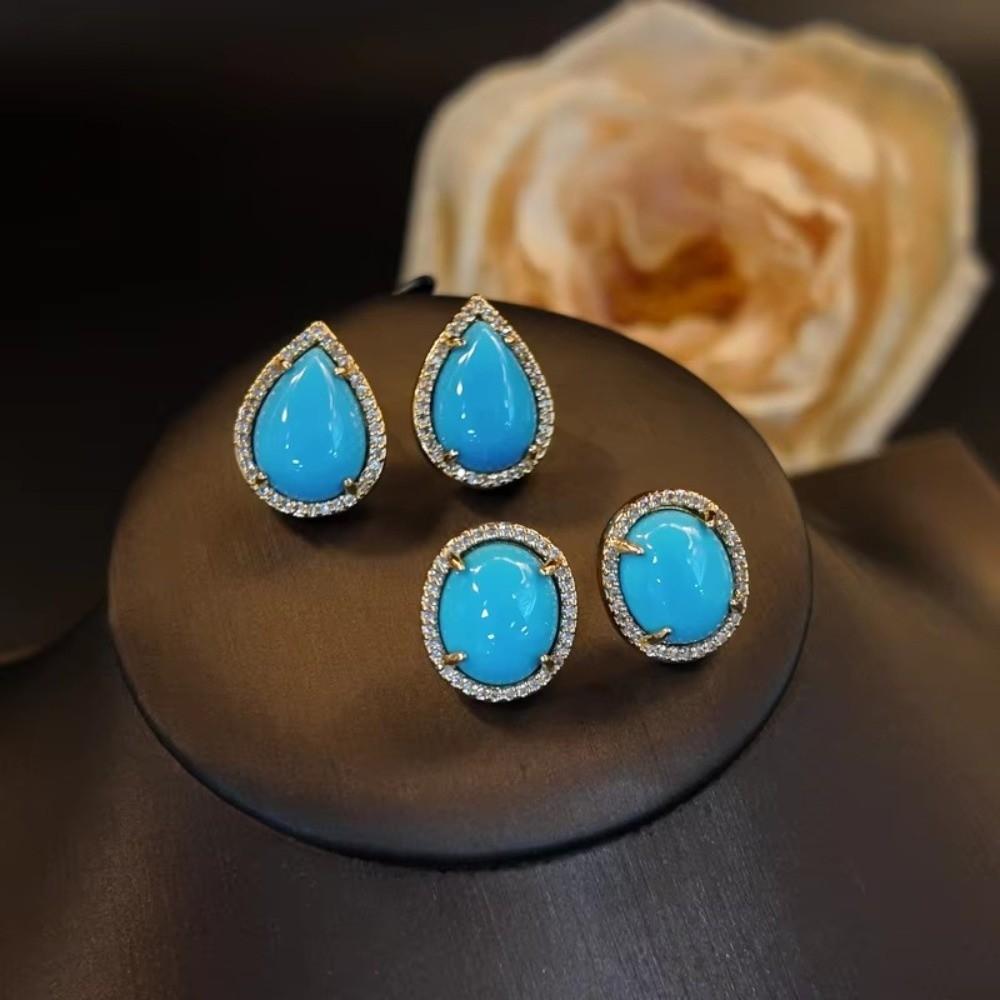 Oval Shape Stud Earrings Palace Style Oval Earrings Versatile Drop Dangle Earrings Daily Wear